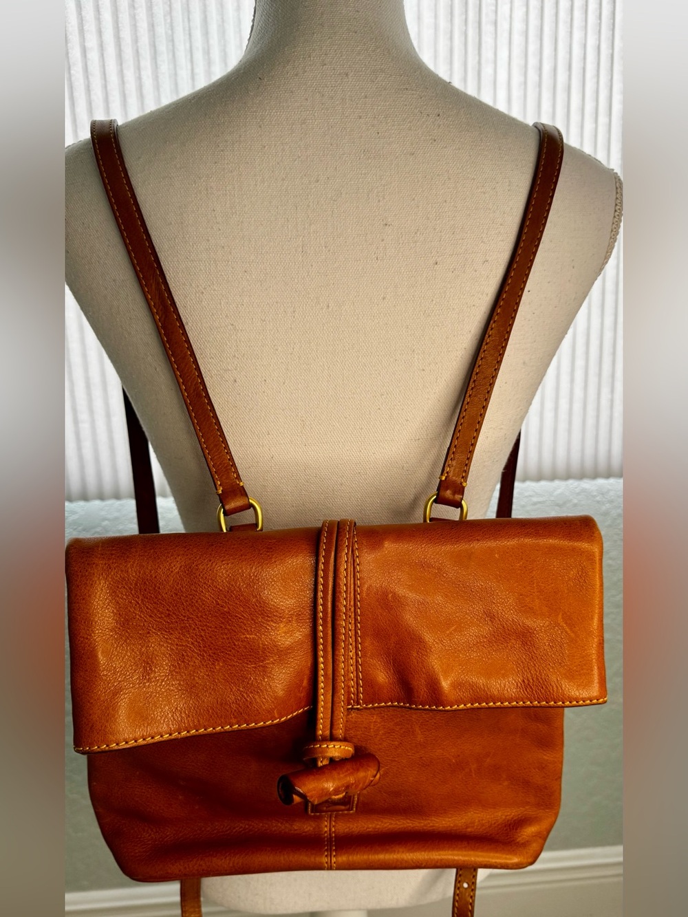Dooney & Bourke Florentine Vacchetta Toggle Backpack Brown HTF